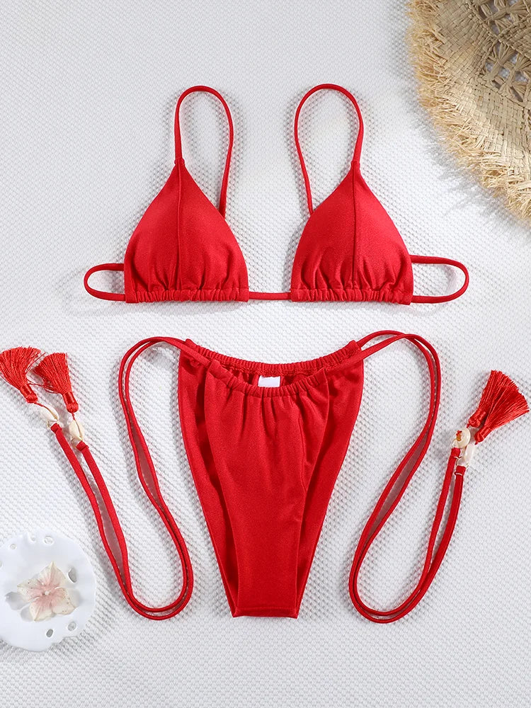 Floral Print Bordered Bikini Set