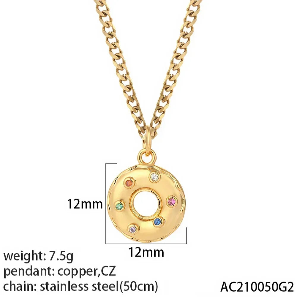 Gold Pendant Long Stainless Steel Chains - Piña Colada