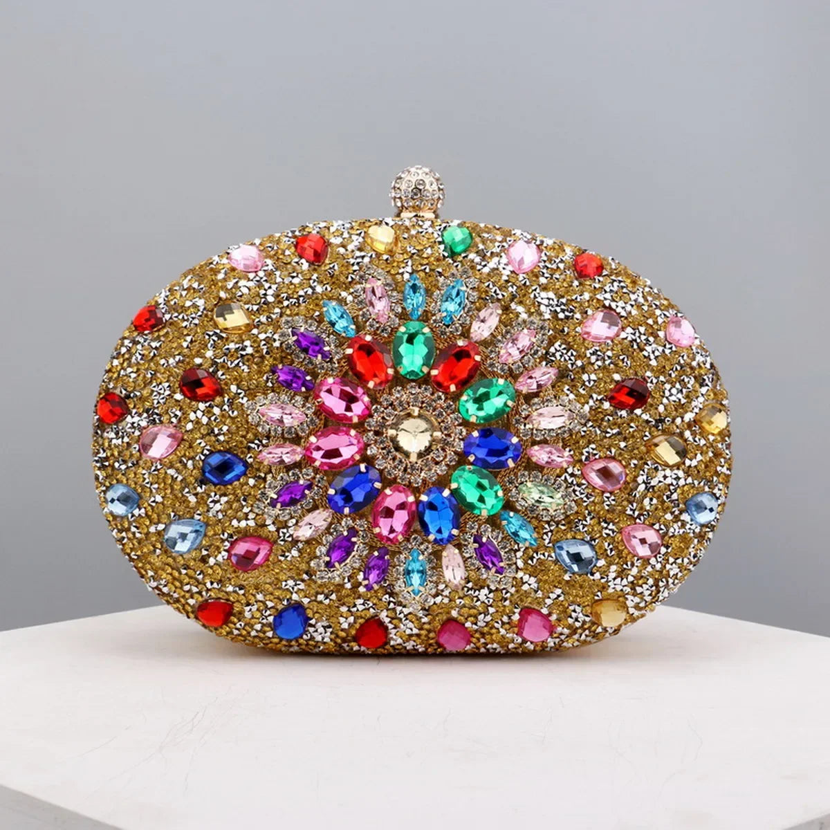 Crystal Floral Evening Clutch - Piña Colada