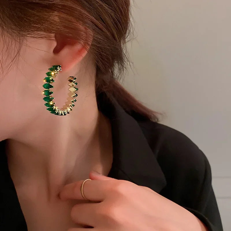 Hoop Earrings Zircon Crystal - Piña Colada