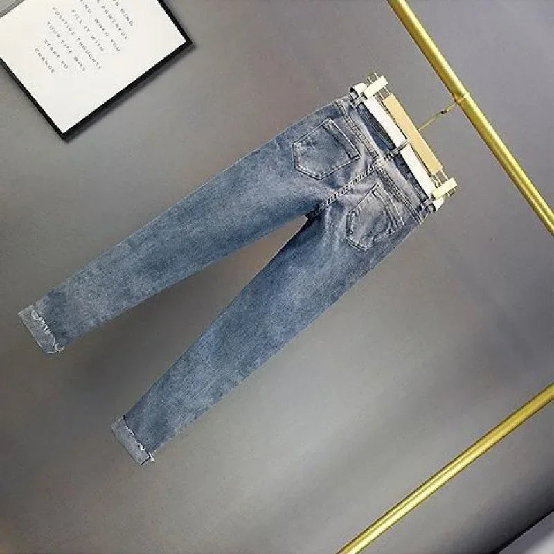 European Sequin High-Waist Skinny Jeans - Piña Colada