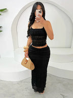 Backless Halter Sheath Dress – Knee-Length Streetwear Style - Piña Colada