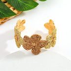 Flower Woven Cuff Bracelet Women - Piña Colada