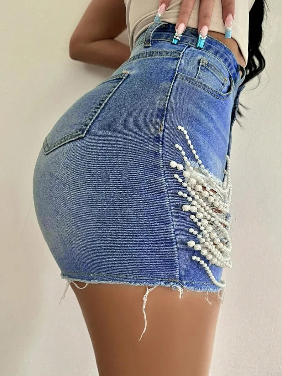 Mid-Waist Knit Casual Shorts - Piña Colada