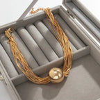 Multilayer Chain Clavicle Necklace - Piña Colada