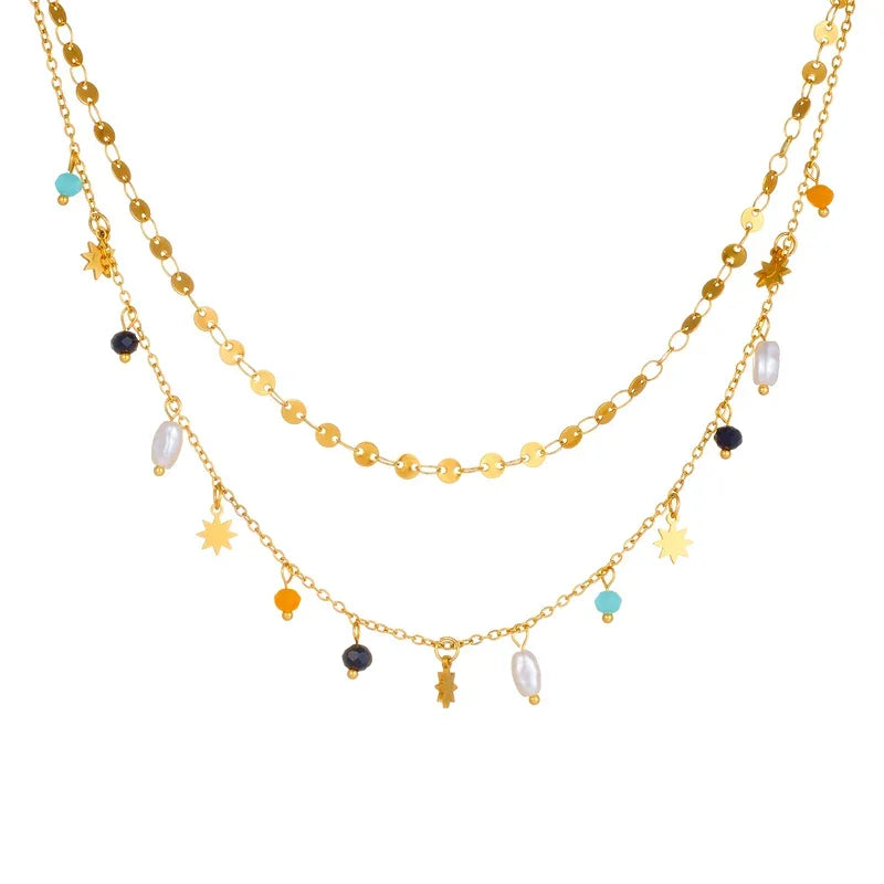 316L Stainless Steel Pearl Necklace - Piña Colada