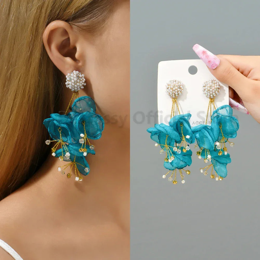 Boho Multicolor Cotton Flower Earrings - Piña Colada