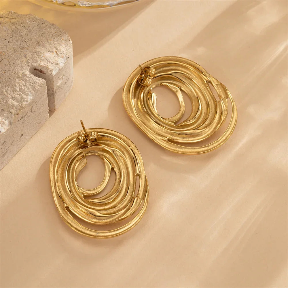 Stainless Steel Oval Line Stud - Piña Colada