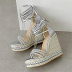 Gladiator Solid Platform Wedges Sandals - Piña Colada