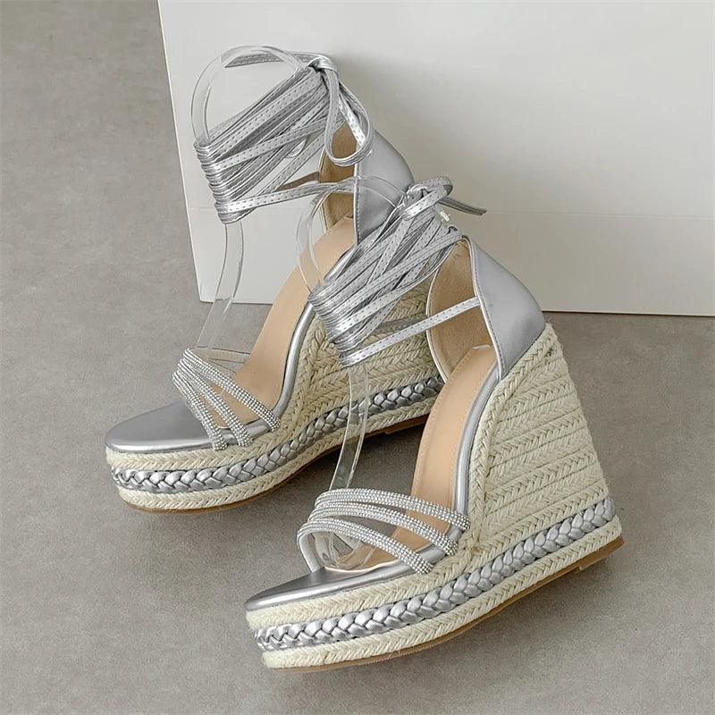 Gladiator Solid Platform Wedges Sandals - Piña Colada
