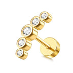 Moon-Shaped Screw-Back Stud Earring - Piña Colada