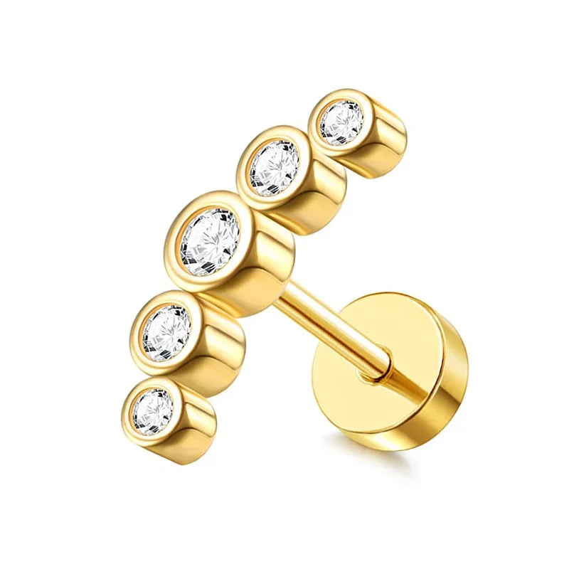 Moon-Shaped Screw-Back Stud Earring - Piña Colada