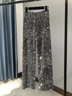 Sequined Wide-Leg Floor-Length Pants – High Waist Streetwear - Piña Colada