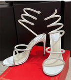 Fashion Snake Twine Around Crystal Women Sandals - Piña Colada