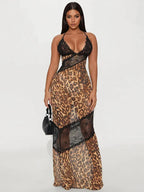 Mesh Patchwork Leopard Print