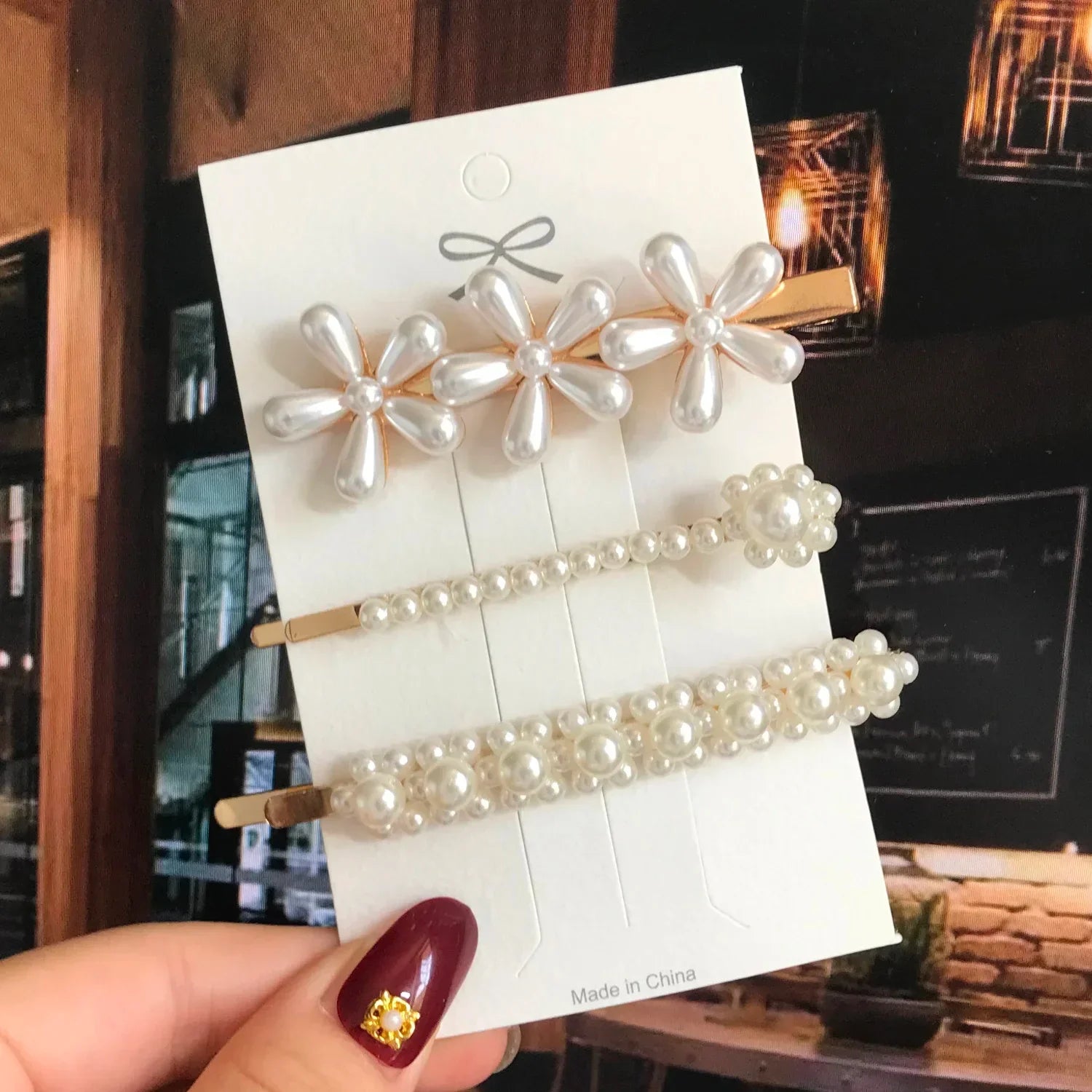 Flower Pearl Hair Clip - Piña Colada