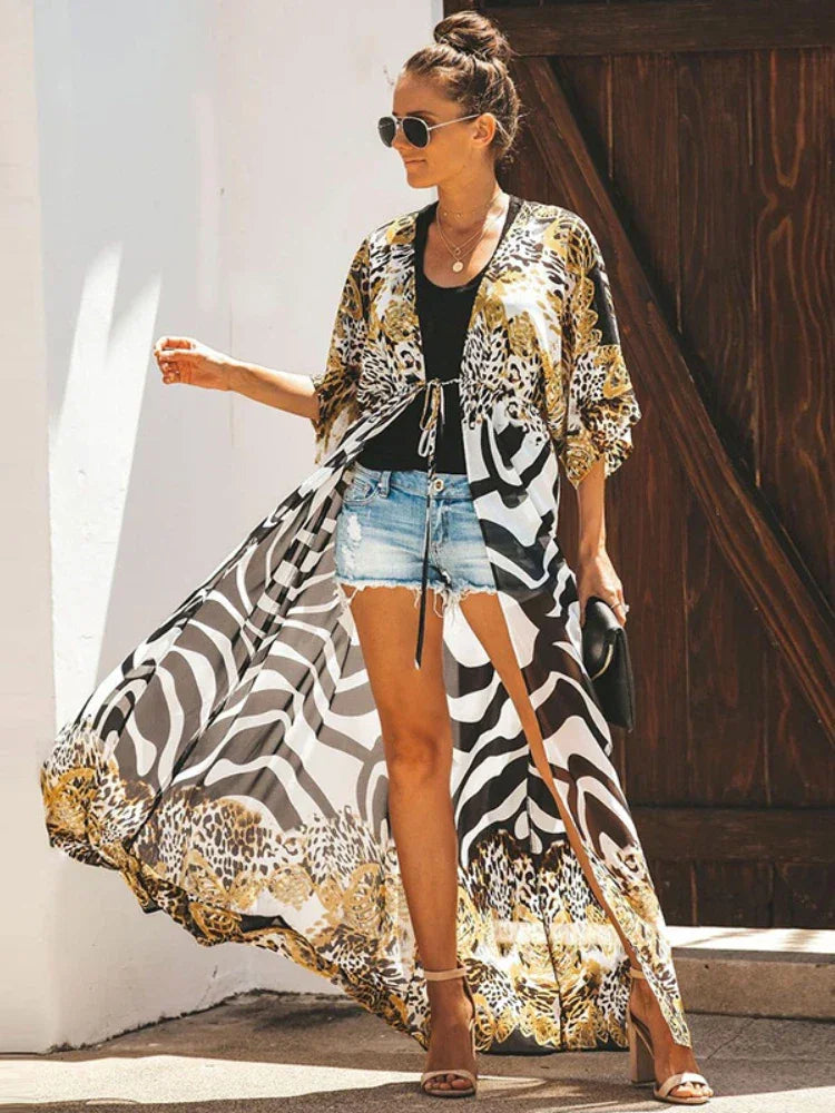 Bikini Cover Up Chiffon Kimono - Piña Colada