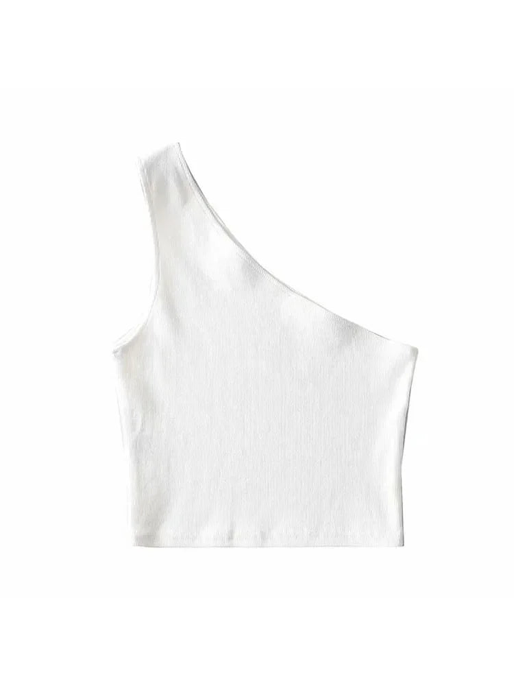One Shoulder Cropped Tank - Piña Colada