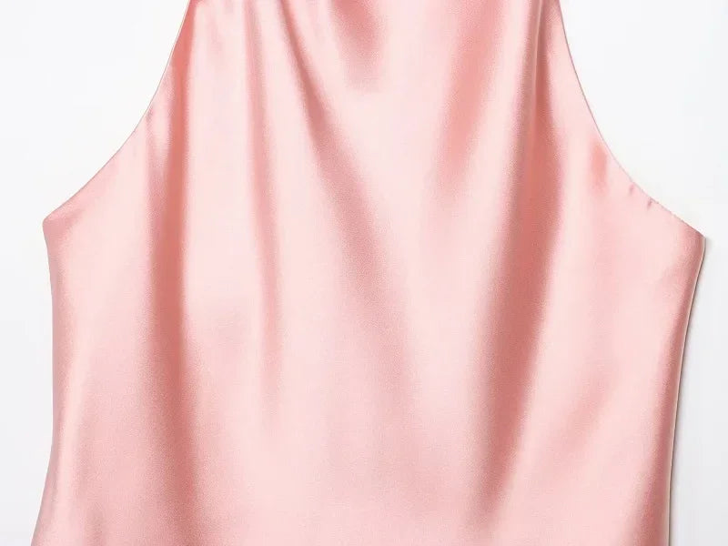 Satin Backless Camisole – Elegant Summer Essential - Piña Colada