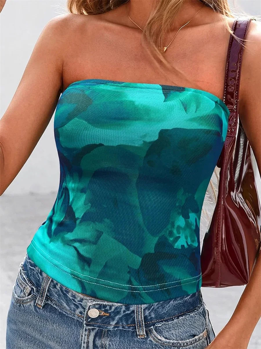 Print Tube Top Strapless - Piña Colada