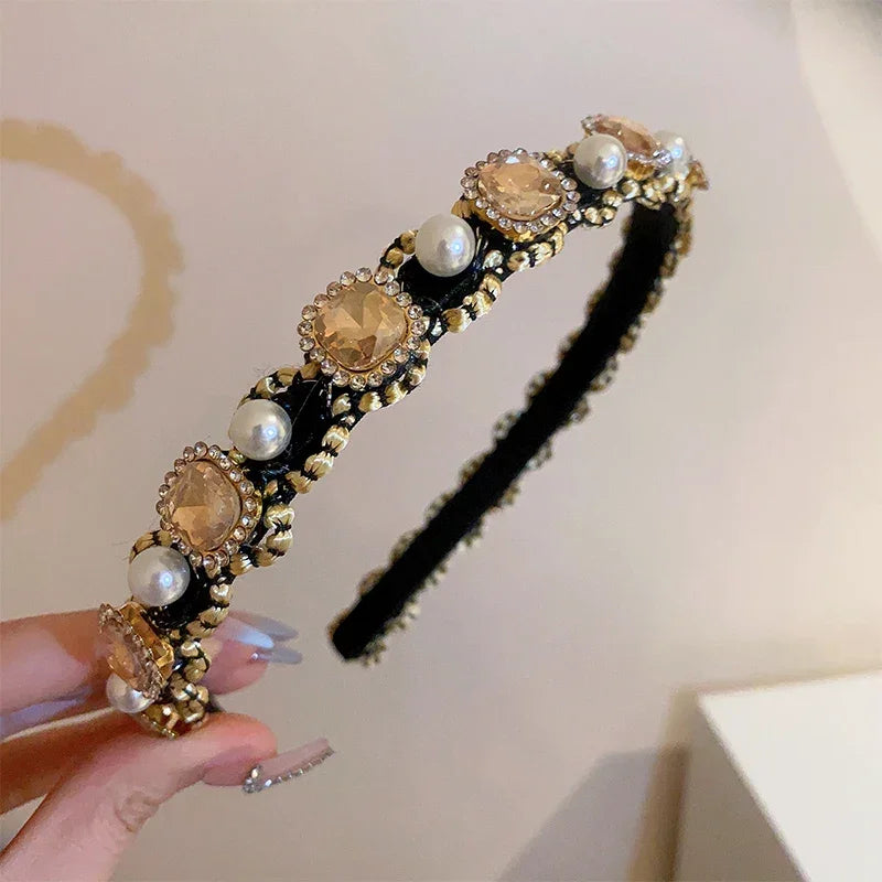 Pearl & Rhinestone Headband - Piña Colada