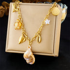 Stainless Steel Pearl Necklace - Piña Colada