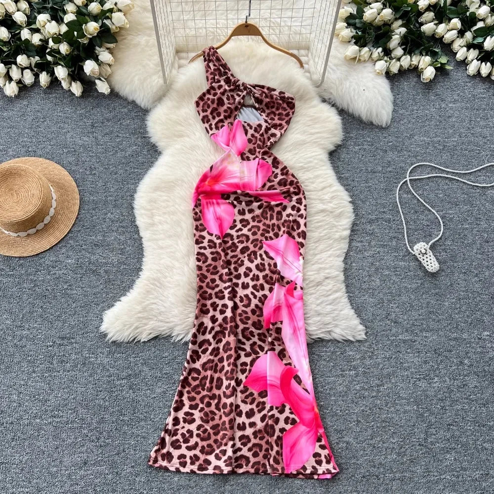 Hollow Out Shoulder Long Dress - Piña Colada