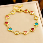316L Stainless Steell Colour Heart Rhinestones - Piña Colada