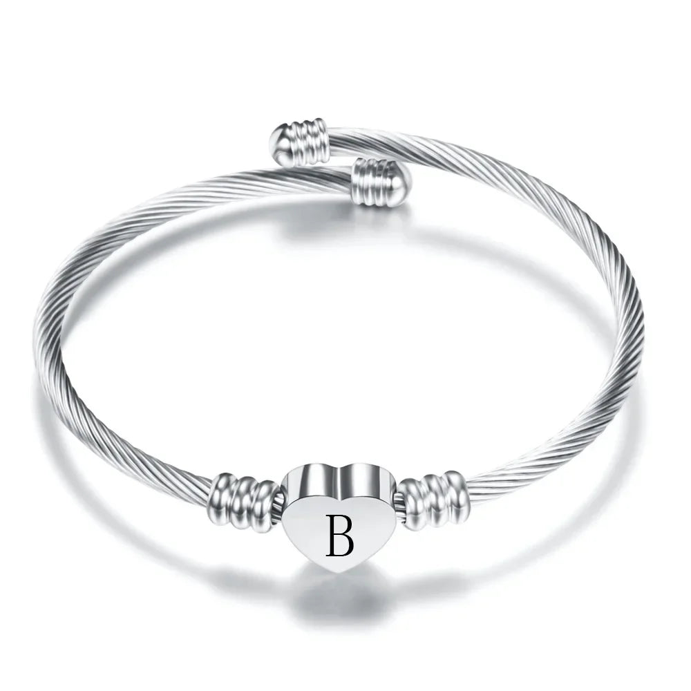 Initial Letter Cuff Bracelet Stainless Steel - Piña Colada