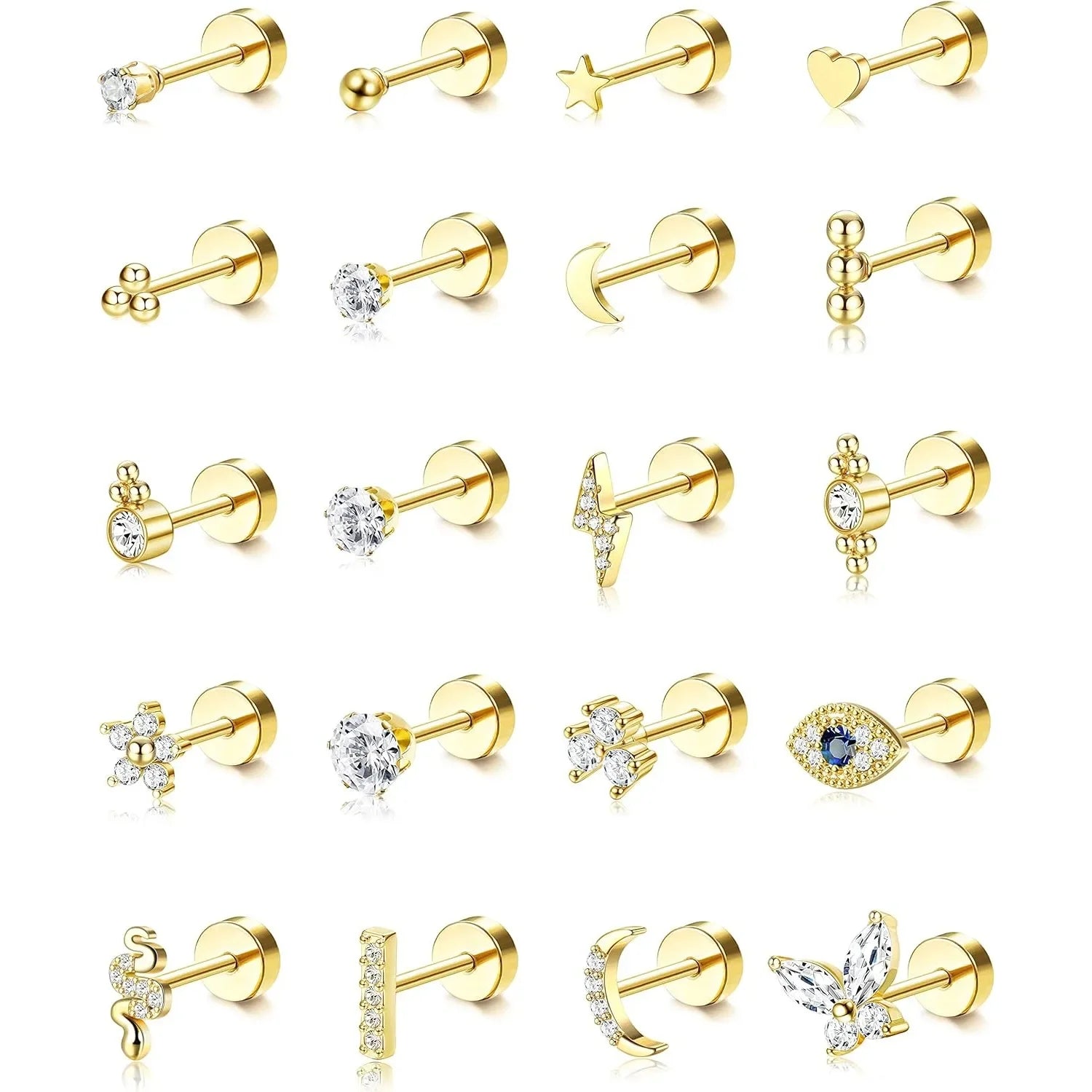 Small Hypoallergenic Flat Back Stud Earrings - Piña Colada