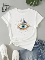 Eye Print Short Sleeve T-Shirt - Piña Colada