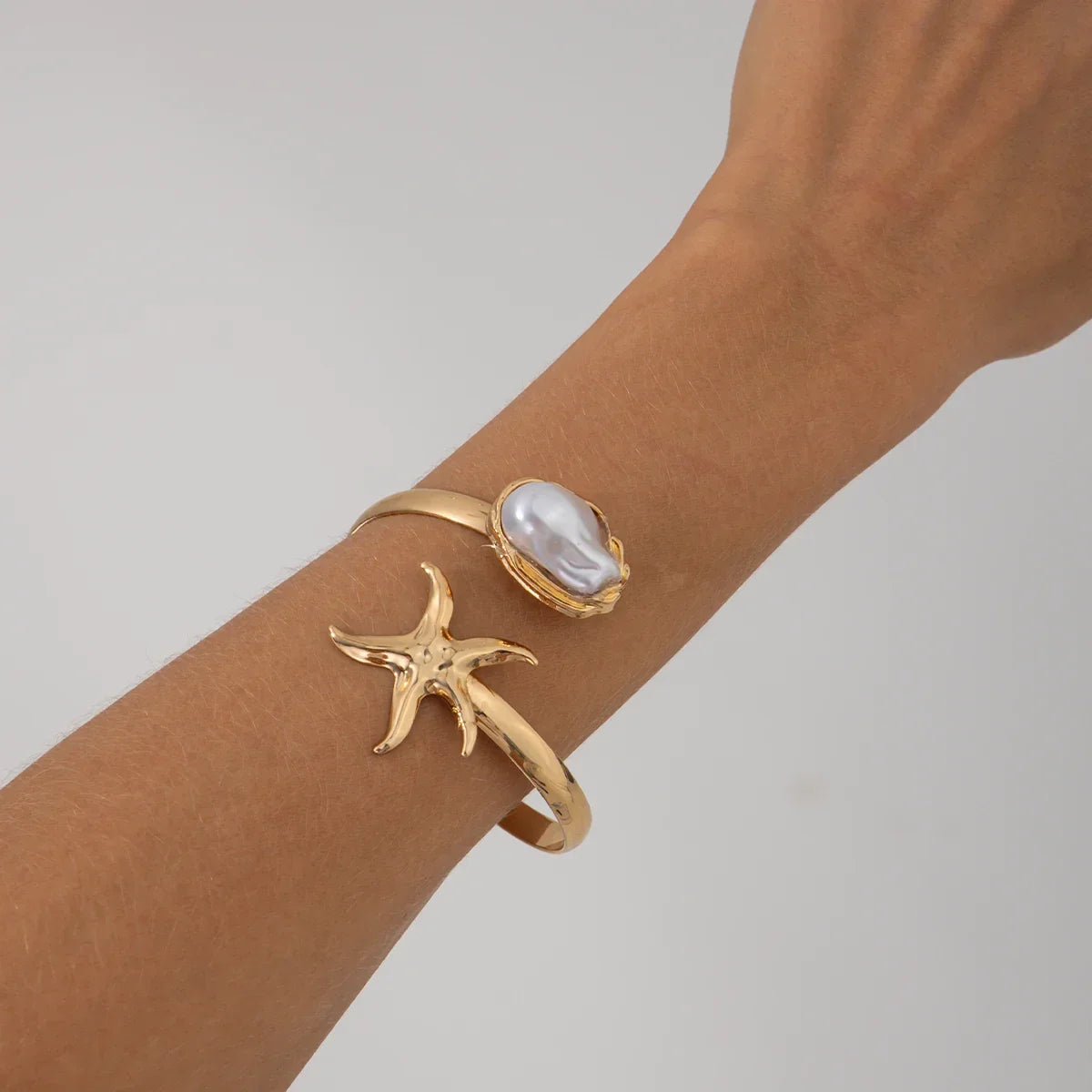 Bohemia Geometric Pearl Opening Adjustable Bracelet - Piña Colada