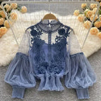 Lace Puff Long Sleeve Blouse Vintage