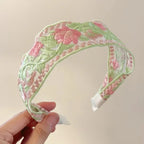 Embroidered Flower Headband - Piña Colada