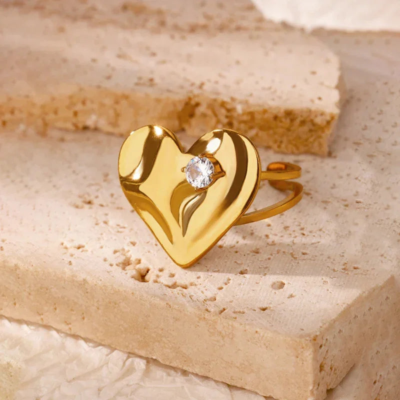 Gradient Zircon 18K Gold-Plated Open Ring - Piña Colada