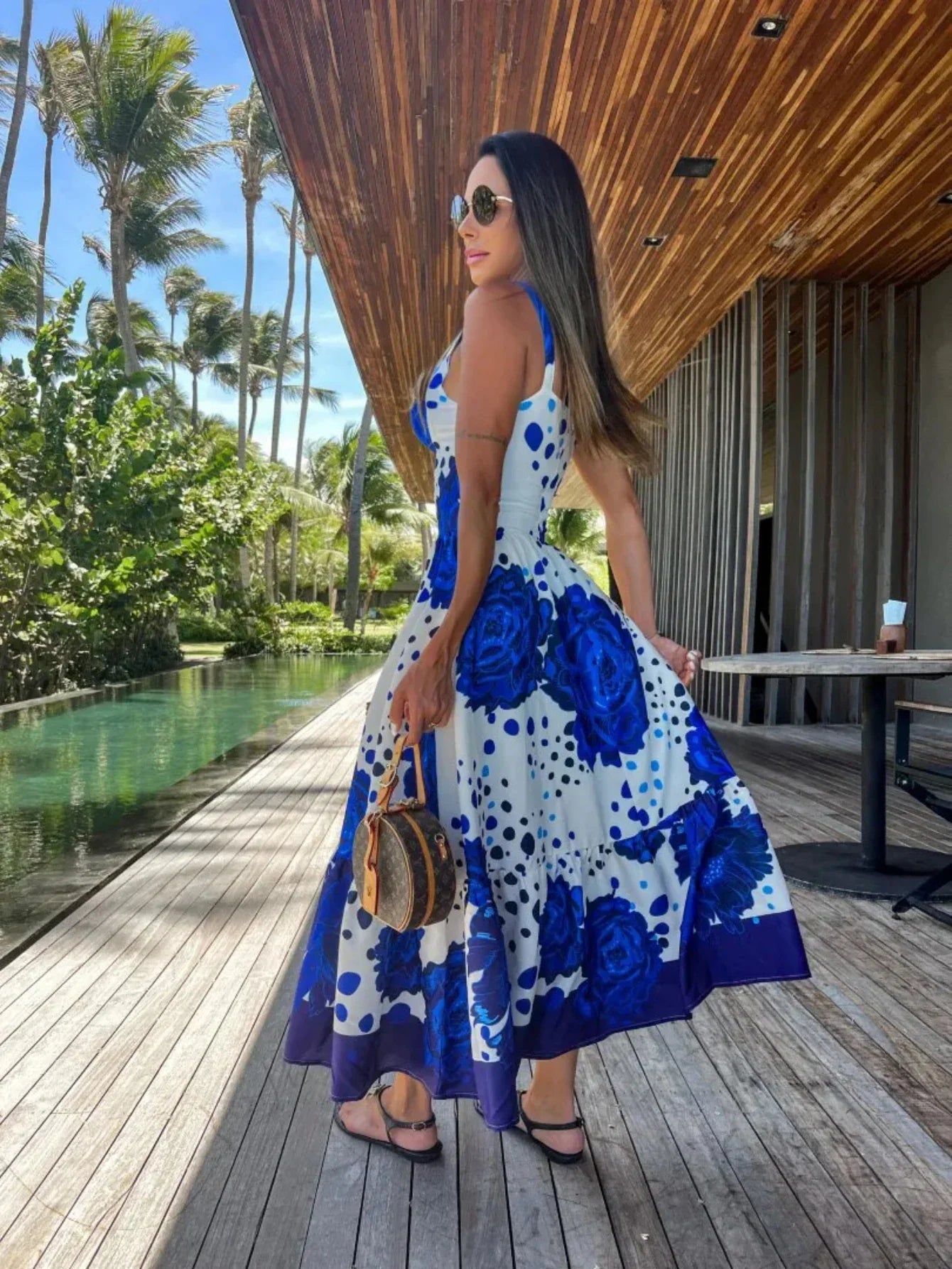 Floral Printed Yellow Dresses - Elegant Sleeveless - Piña Colada