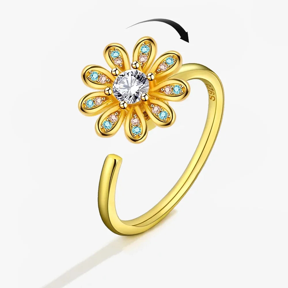 Spinner Ring Crystal Flower - Piña Colada