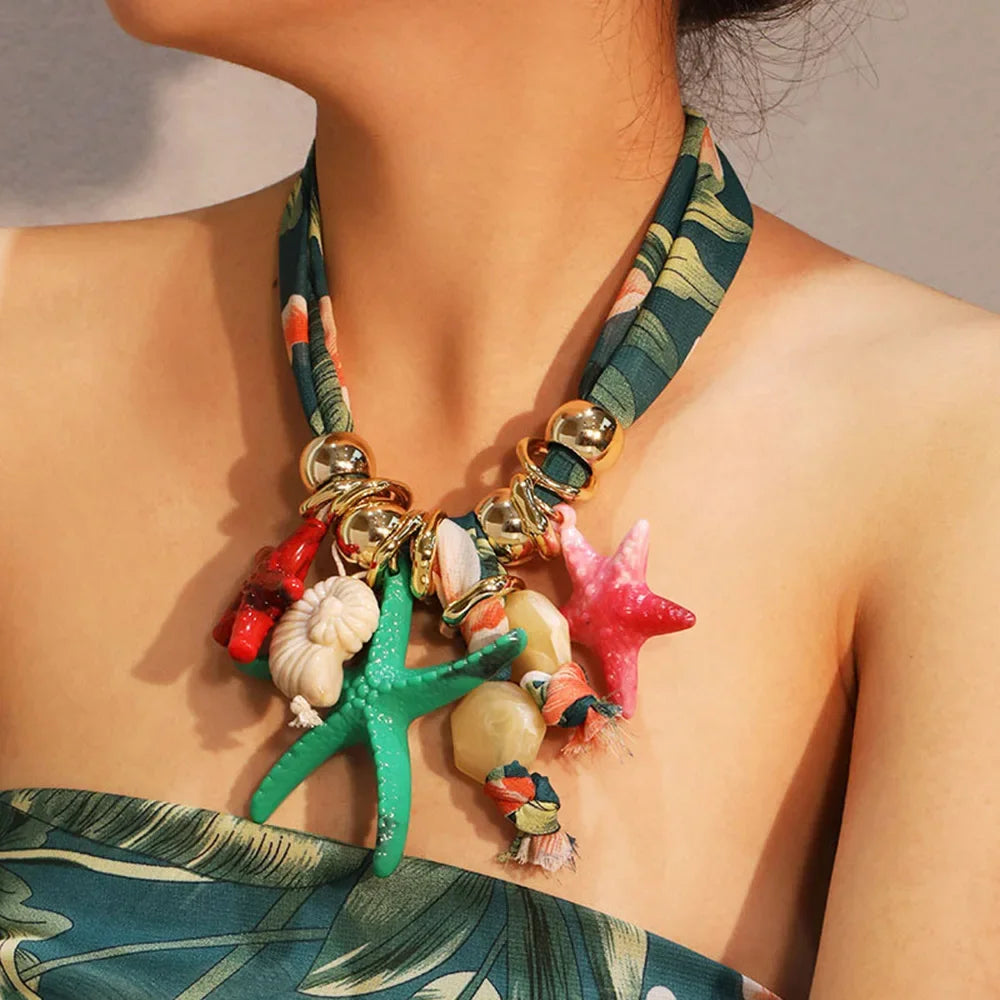 Boho Geometric Necklace Starfishs - Piña Colada