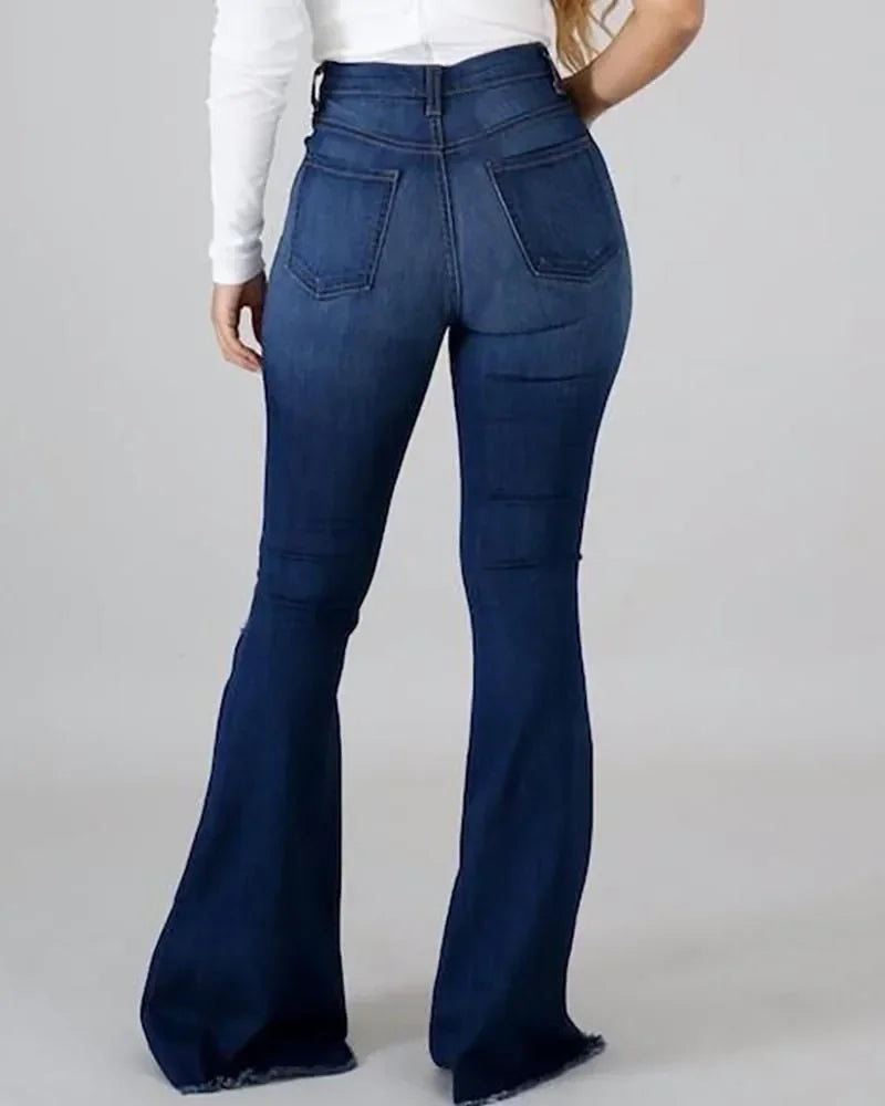 High-stretch Ripped Jeans High Waist - Piña Colada