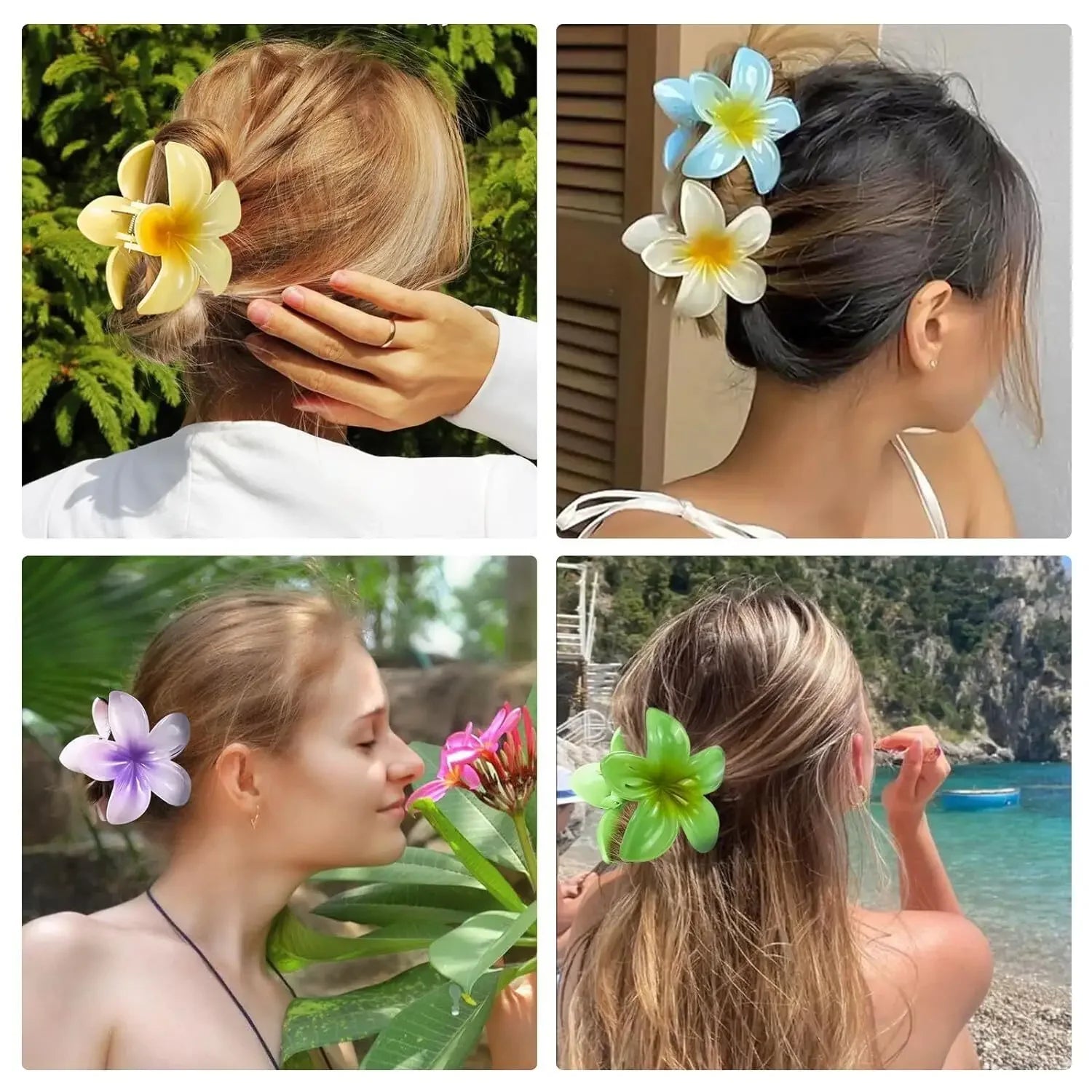 Gradient Hair Clips Women Flower - Piña Colada