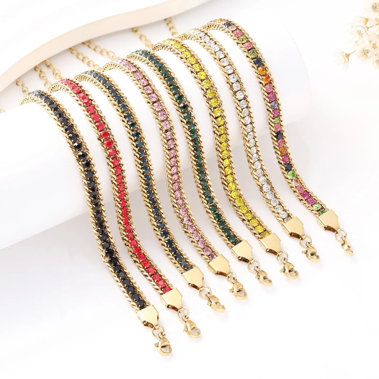Cubic Zirconia Stainless Steel Bracelet