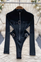 Skinny Fit Long Sleeve Playsuit - Piña Colada
