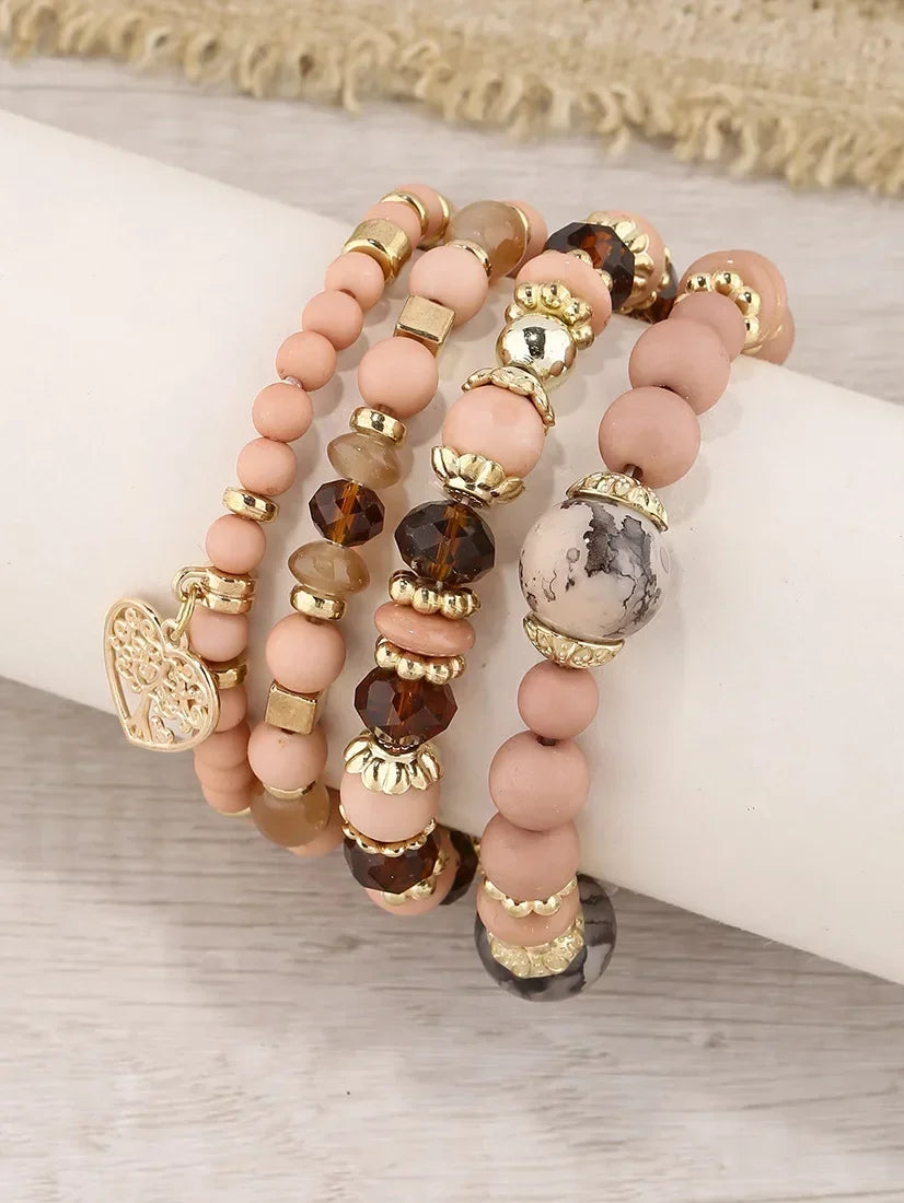 Boho Acrylic Beads Bracelet Set - Piña Colada
