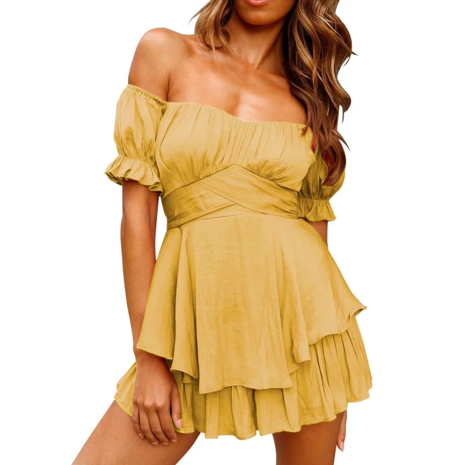 Ruffle One Neck Short Sleeve - Piña Colada