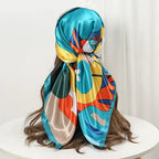 Silk Satin Square Scarf Flower - Piña Colada