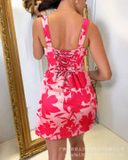Women Print Sleeveless Casual Lace Up - Piña Colada