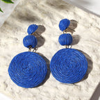 Boho Rattan Drop Earrings - Piña Colada