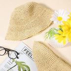 Crochet Straw Bucket Hat - Piña Colada