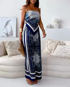 Satin Print Lace-Up Top & Wide-Leg - Piña Colada
