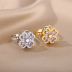 Spinner Zircon Heart Four Leaf Clover Rings - Piña Colada
